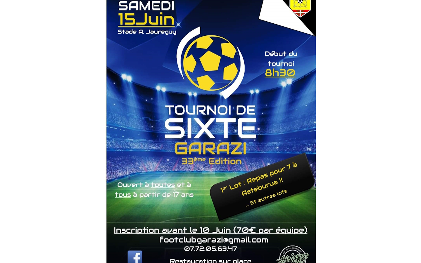 33 ème édition du tournoi de sixte Garazi : foot
