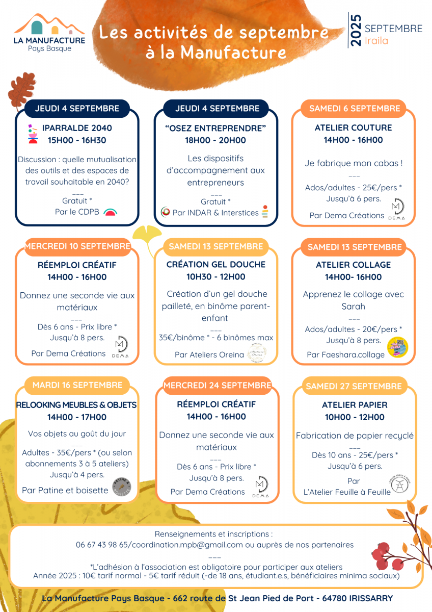 Les ateliers de septembre