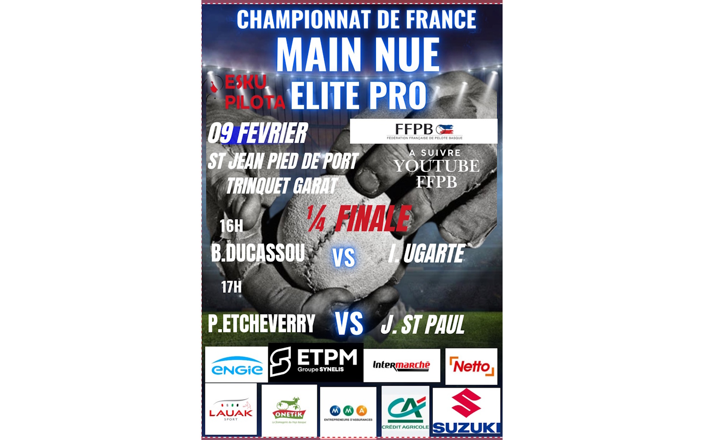 Pelote basque à main nue. 1/4 de finale du cha ...