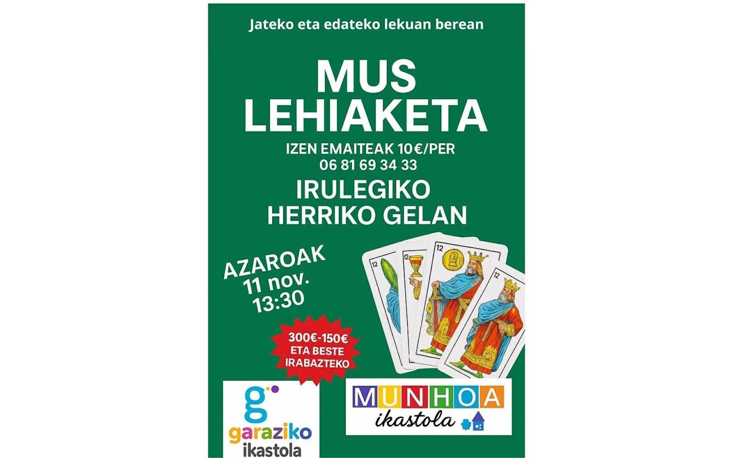 Tournoi de mus (jeu de cartes du Pays Basque)