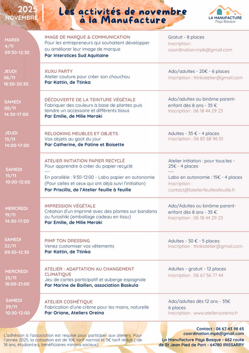 Programme d'activités de Novembre