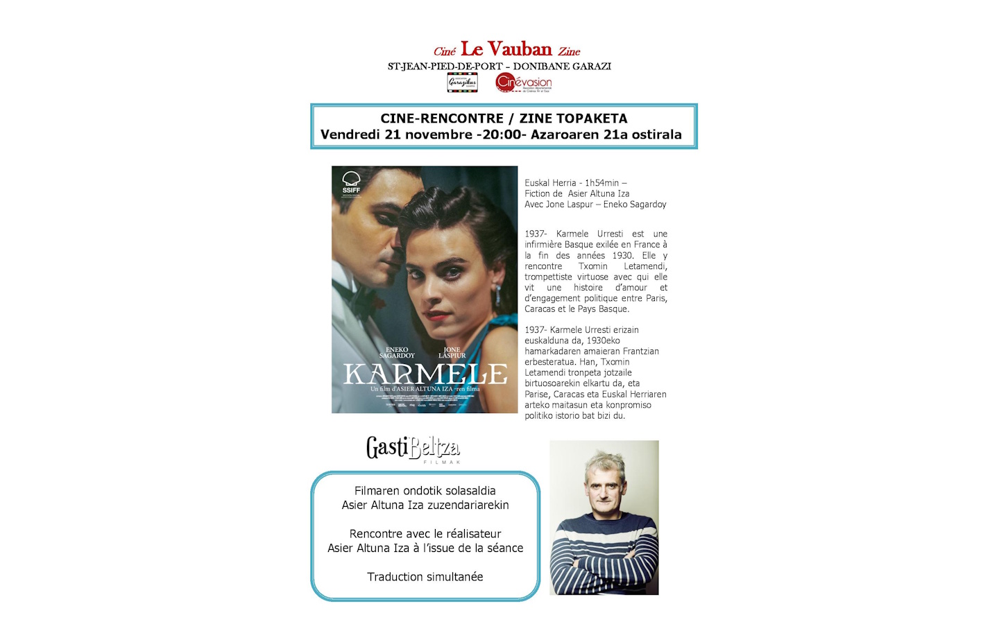 Ciné rencontre "Karmele", avec le réalisateur  ...