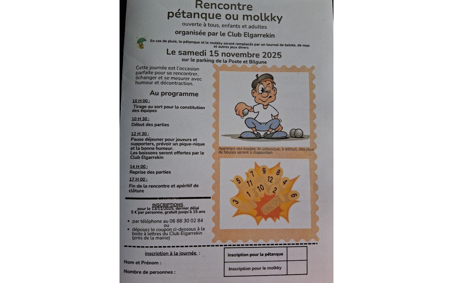 Refêtes du village : pétanque ou molkky