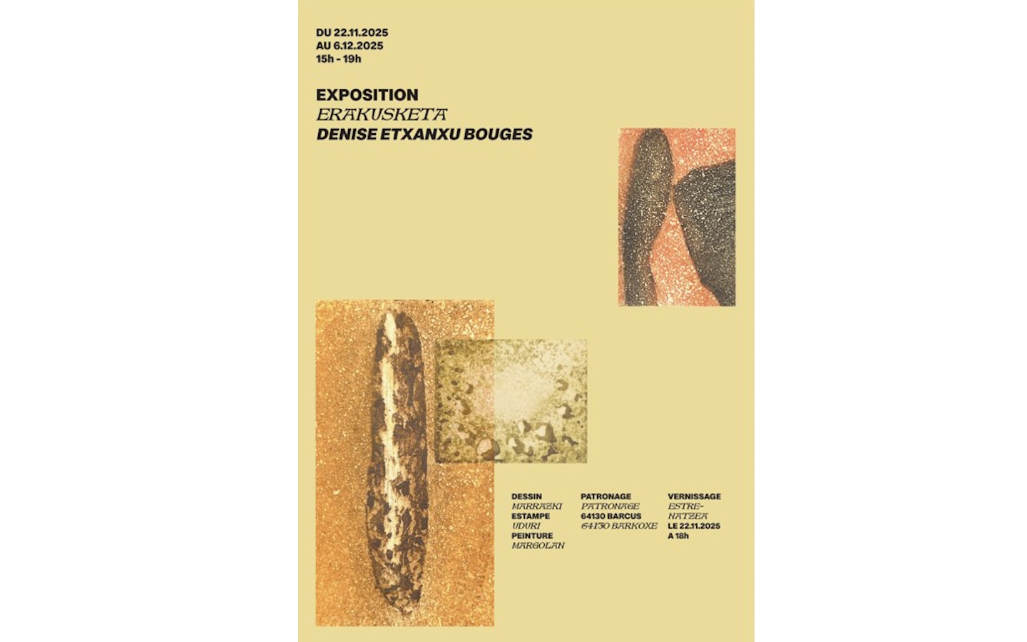 Exposition : les oeuvres de Denise Etxanxu Bouges