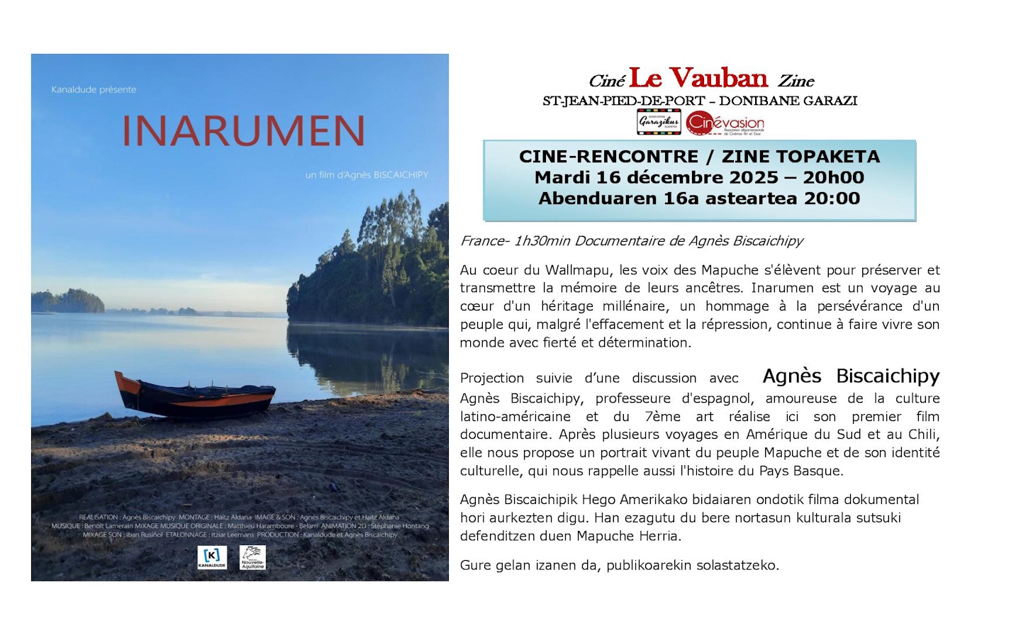 Ciné rencontre documentaire "Inarumen". En pré ...