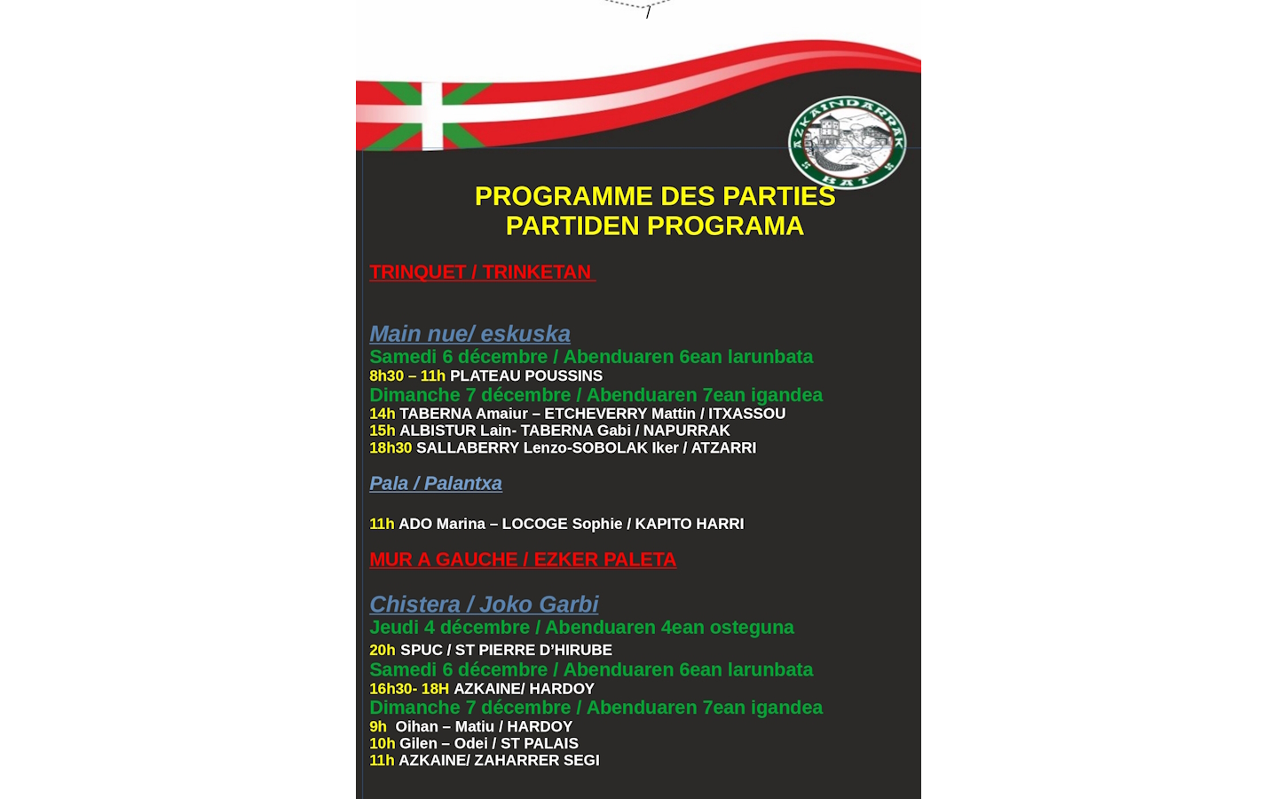 Partie de pelote : Chistera