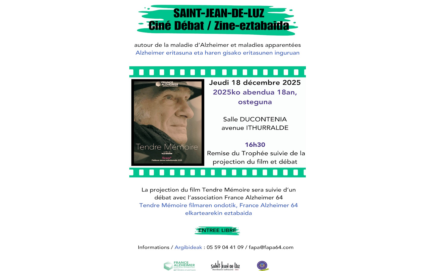 Ciné-débat : Réunion d’information France Alzh ...