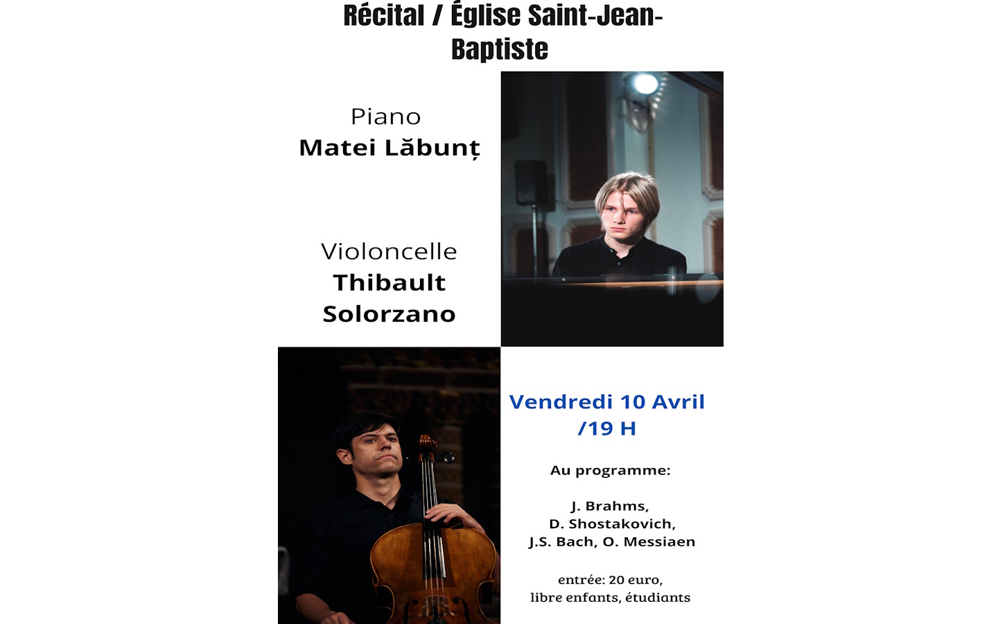 Recital violoncelle-piano, Thibault Solorzano- ...