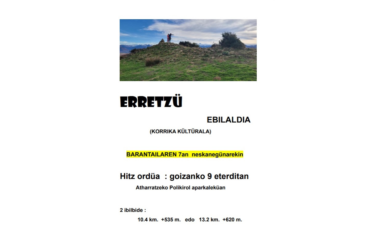 Korrika kültürala : randonnée Erretzü