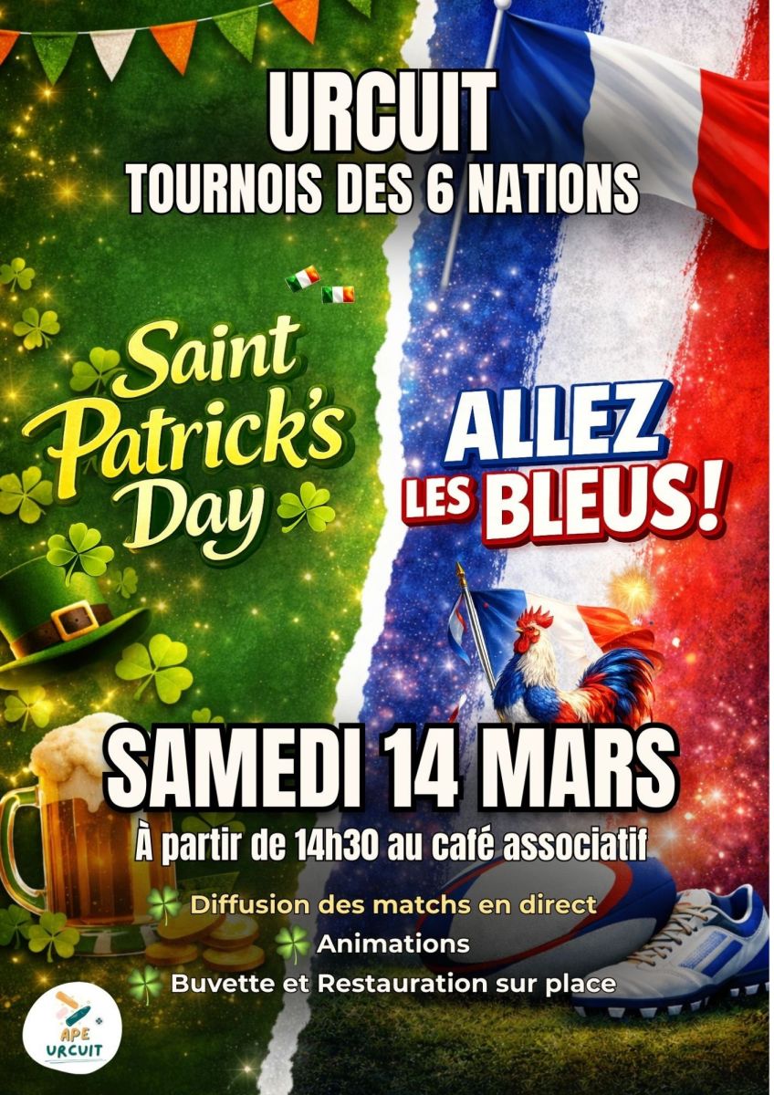 🍀 Saint-Patrick & Tournoi des 6 Nations à Urcuit 🍀