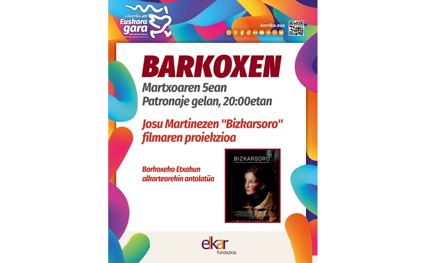 Korrika kültürala : projection de Bizkarsoro