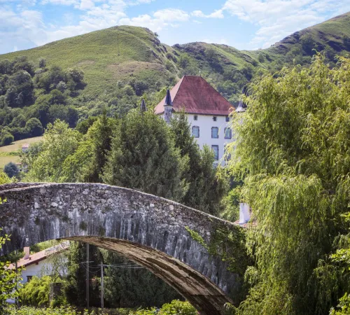 Visite du bourg de Baigorri par l'animateur de Mehaka en français.