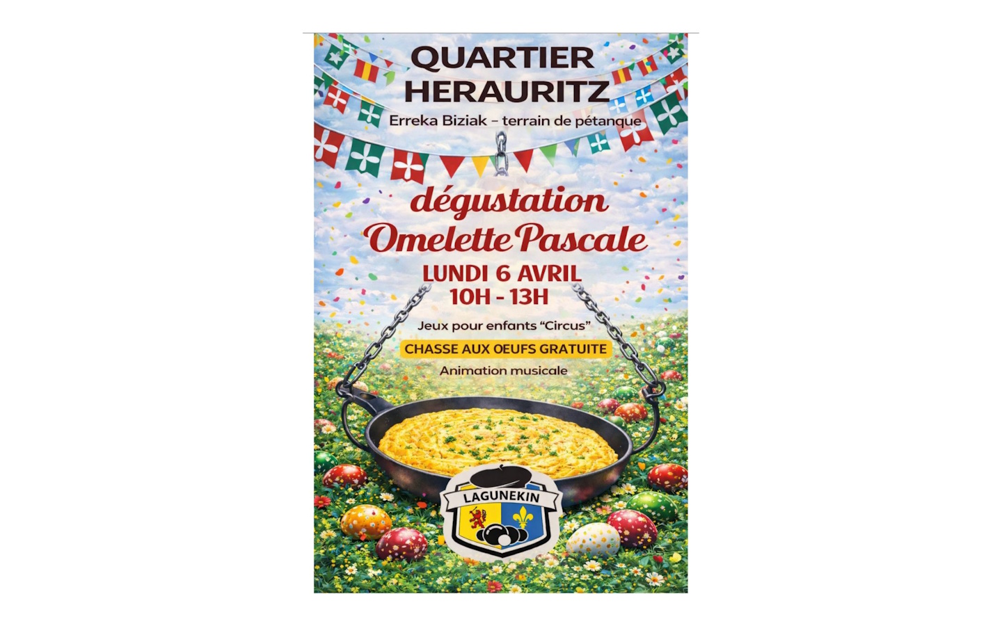 Chasse aux oeufs et omelette Pascale