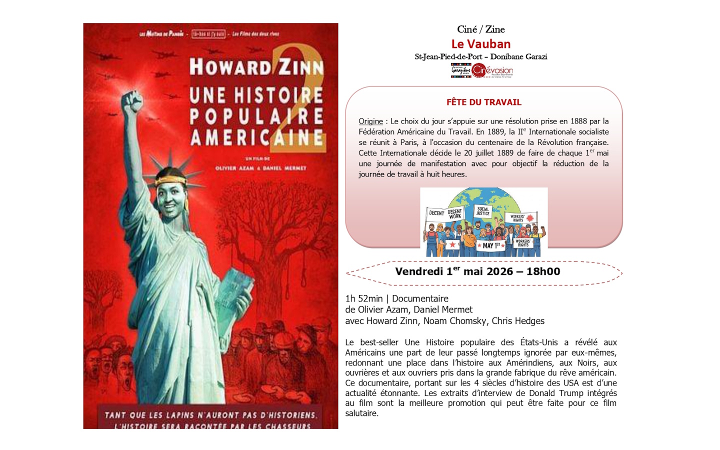 Diffusion du film "Howard Zinn, une histoire p ...