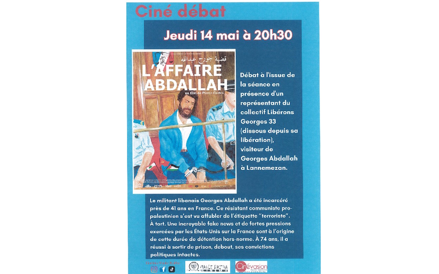 Ciné-débat : l'affaire Abdallah