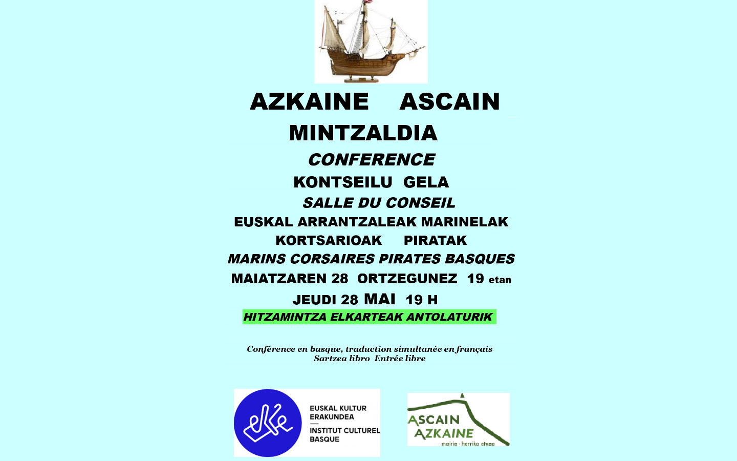 Conférence : marins corsaires, pirates basques