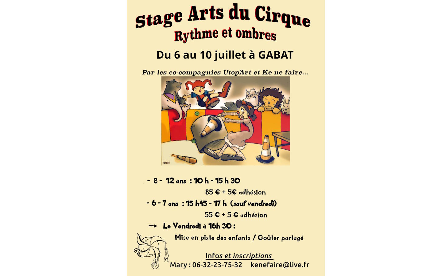 Début du stage "Arts du cirque"
