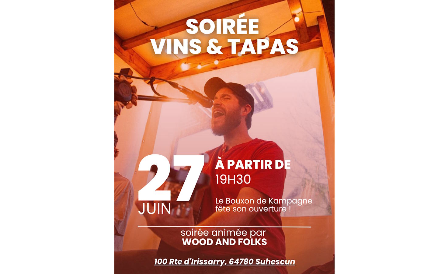 Soirée vin-tapas + concert de "Wood and folks"