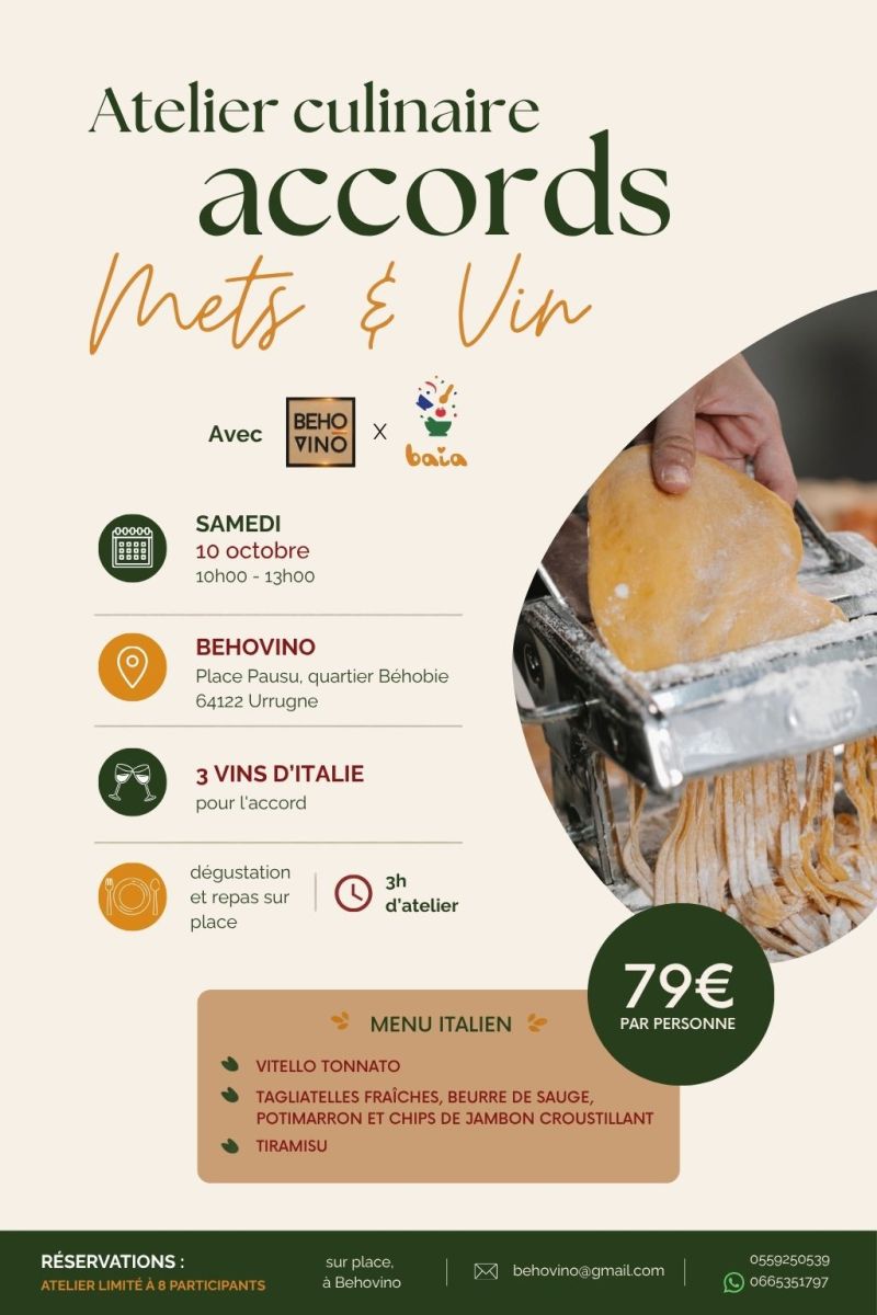 Atelier culinaire en accord mets et vins - Men ...