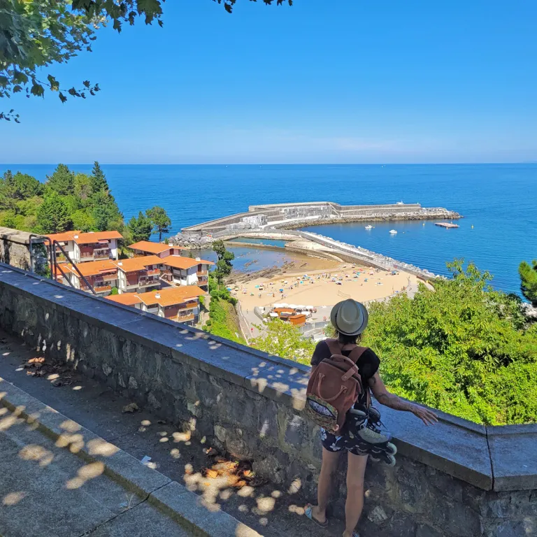 Mutriku, a coastal town, with its beach and ol ...