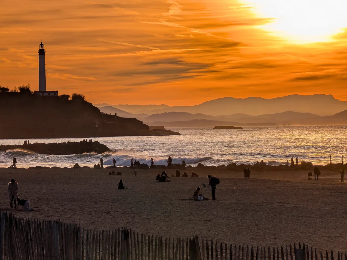 Anglet beach at sunset