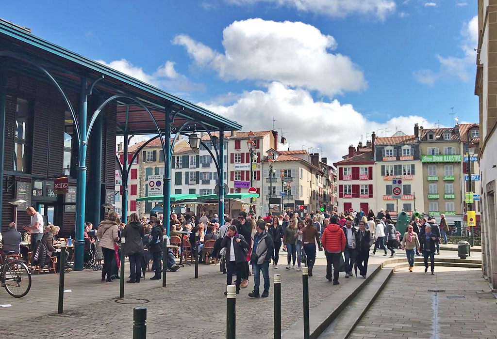 The city is celebrating, near the market halls.