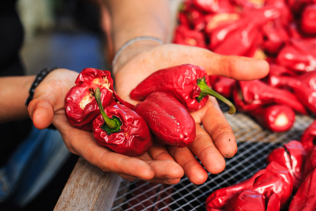 Secado de pimiento de Espelette